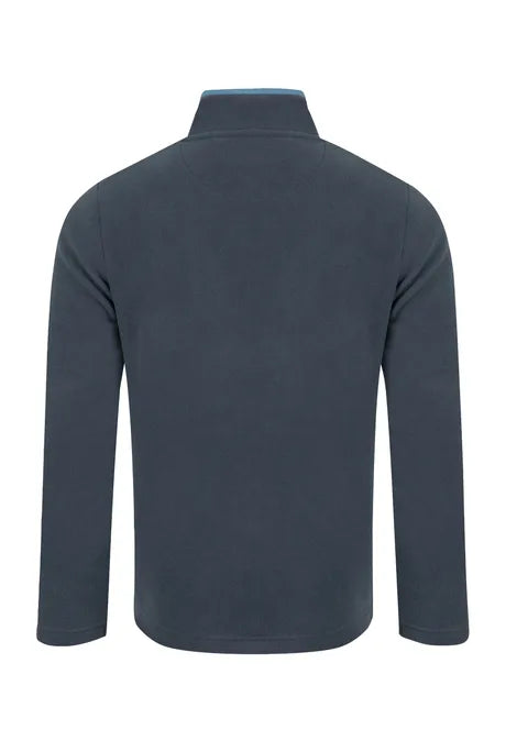 Weird Fish Roald Button Funnel Neck Microfleece - Navy