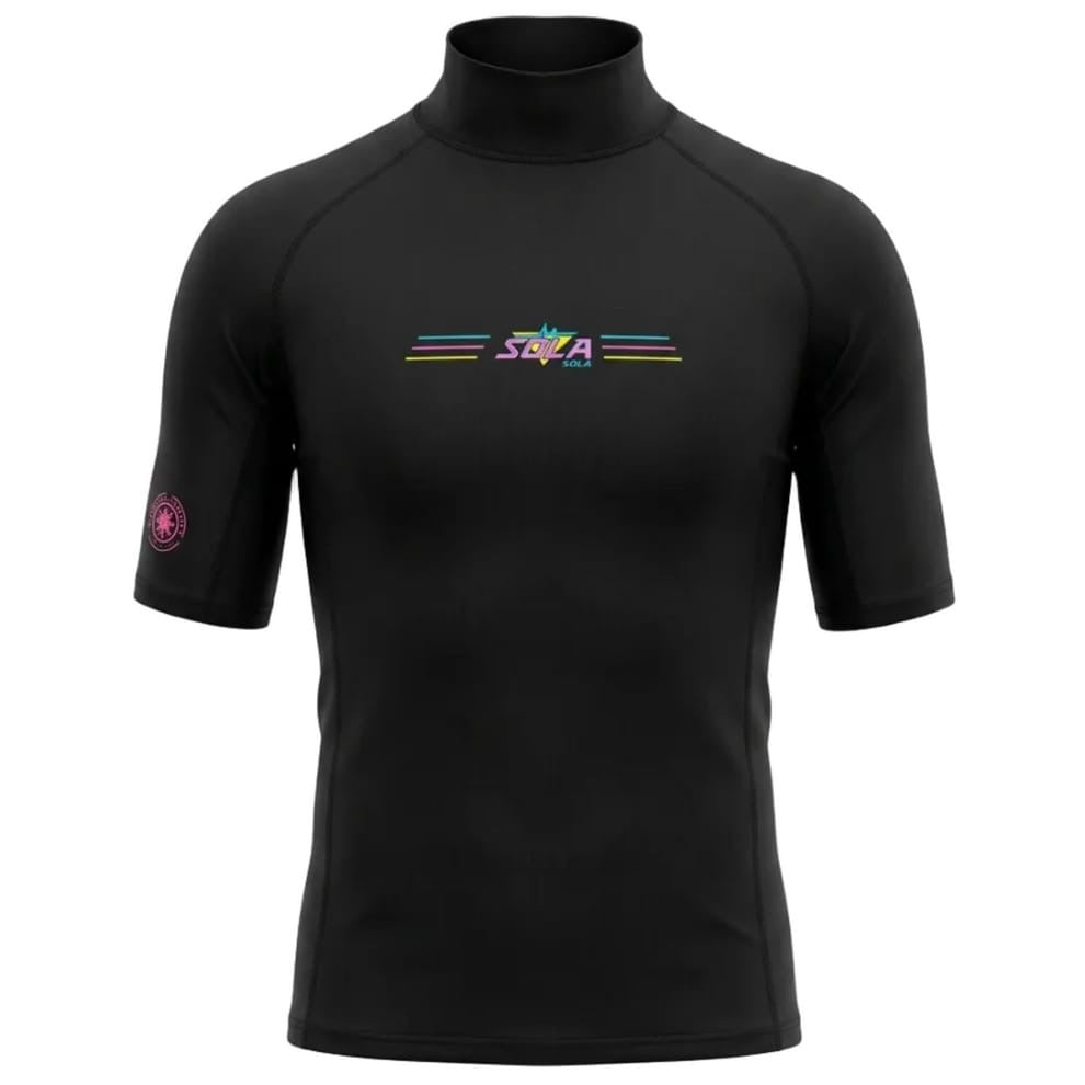 Sola Adult Short Sleeve Rash Vest - Retro/Black