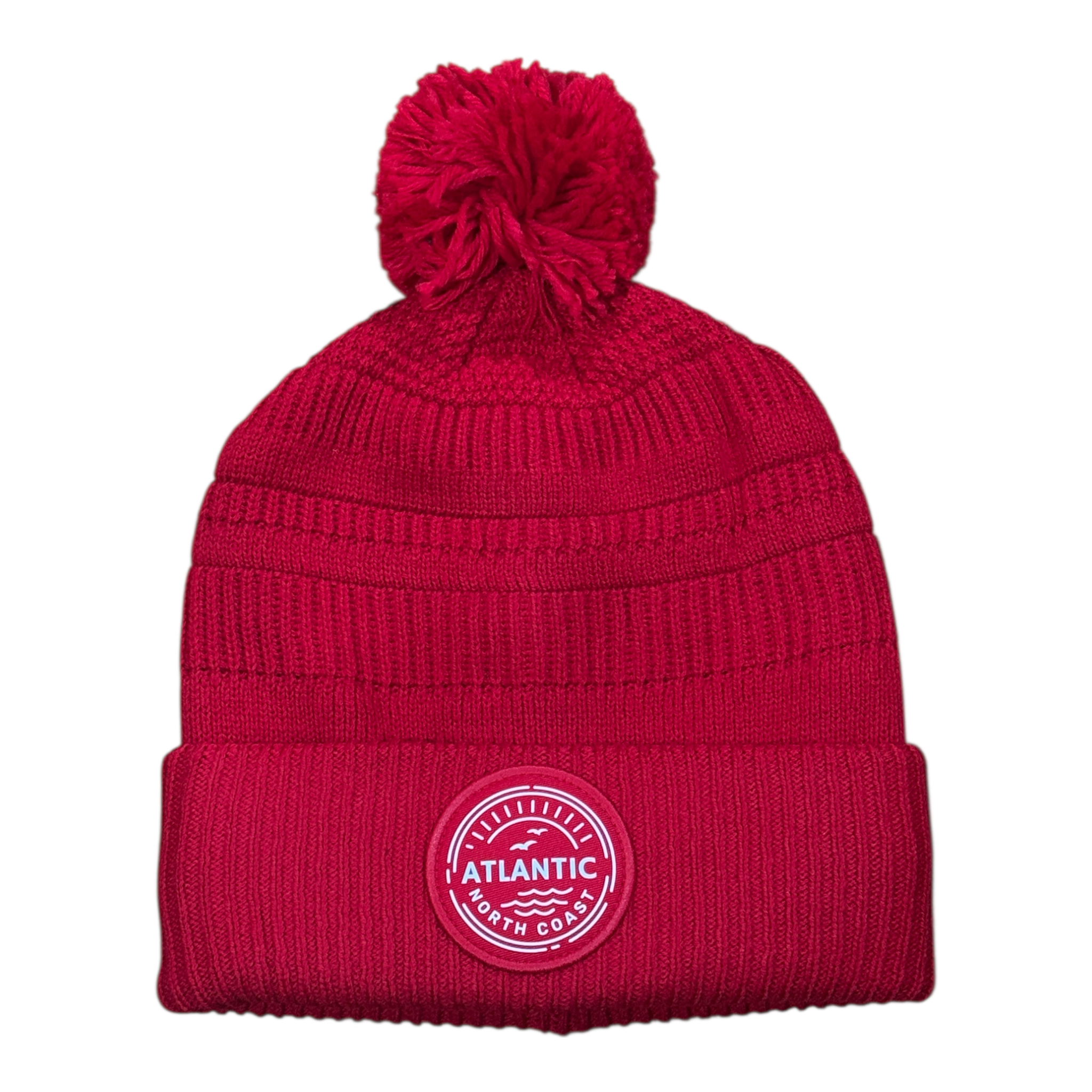 Atlantic 'North Coast' Patch Lined Pom Beanie - Red