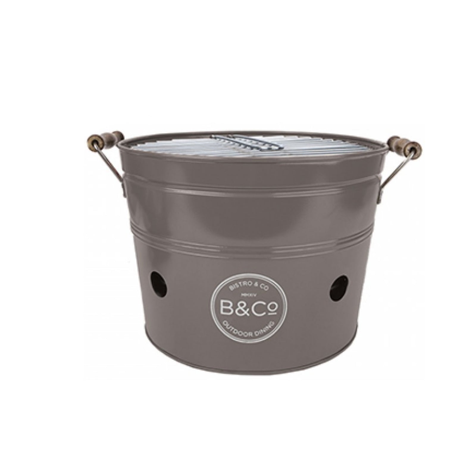 B&CO KARRIDALE FAMILY SIZED BUCKET PORTABLE BBQ - GREY
