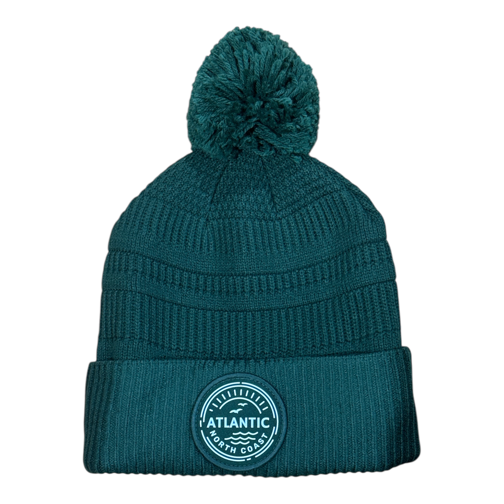 Atlantic 'North Coast' Patch Lined Pom Beanie - Green