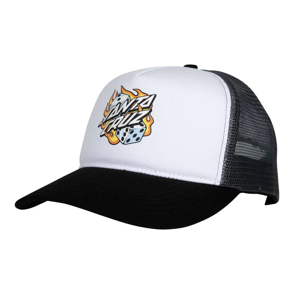 Santa Cruz Flaming Dice Dot Mesh Cap - White