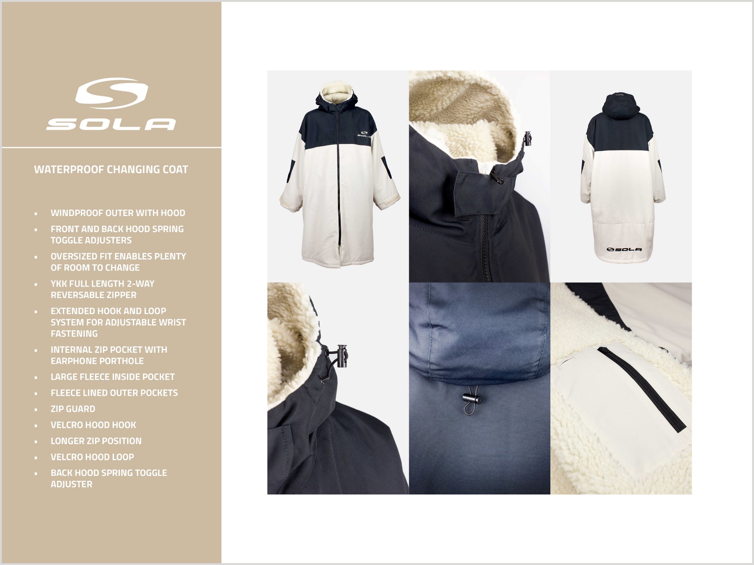 SOLA WATERPROOF CHANGING ROBE - SAND/BLACK