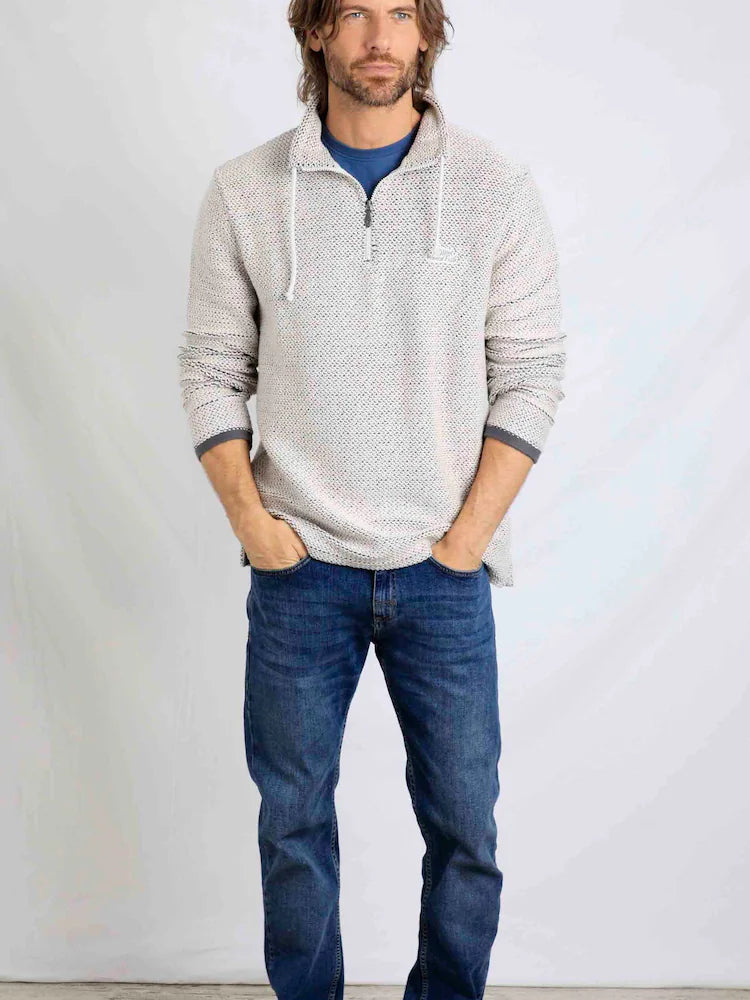 Weird Fish Cruiser 1/4 Zip Macaroni Sweatshirt Ecru