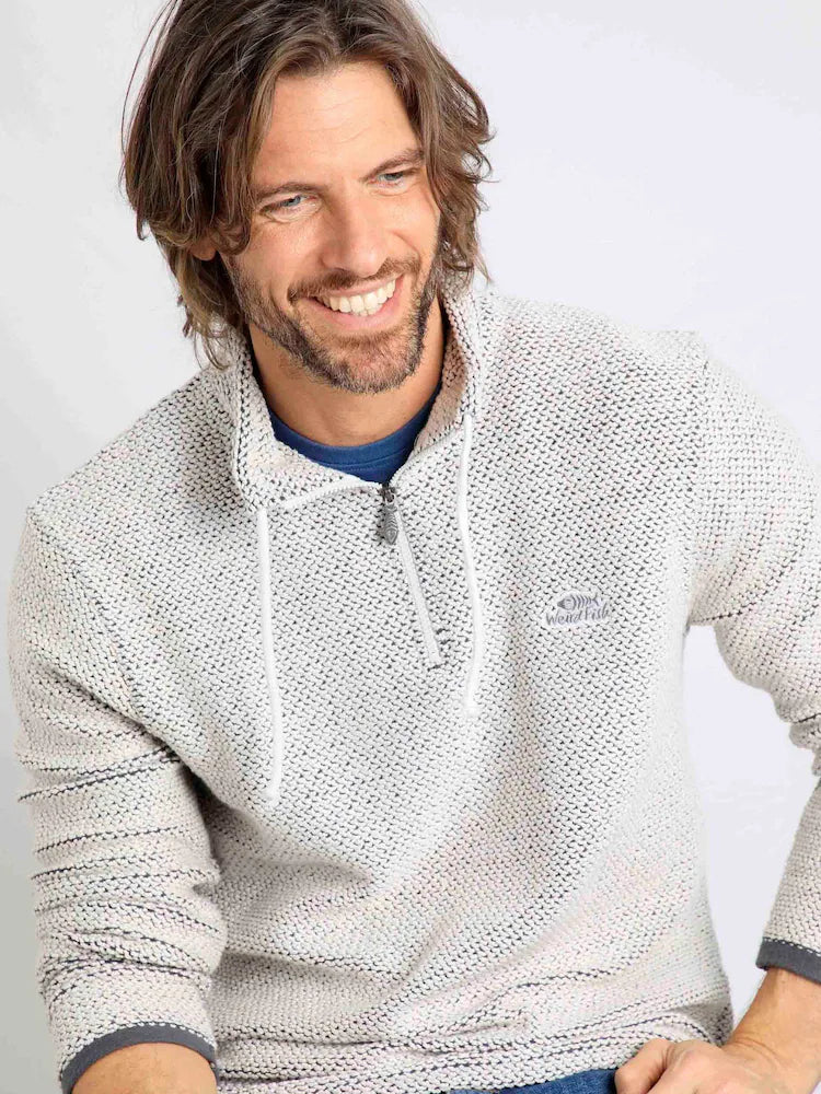 Weird Fish Cruiser 1/4 Zip Macaroni Sweatshirt Ecru