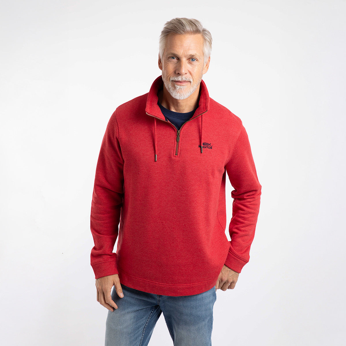 Weird Fish Brampton 1/4 Zip Sweatshirt - Red