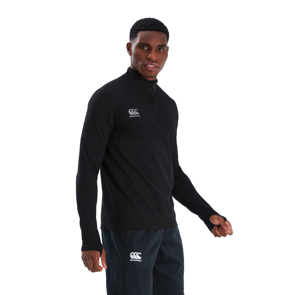 CANTERBURY SEAMLESS 1/4 ZIP TOP - BLACK