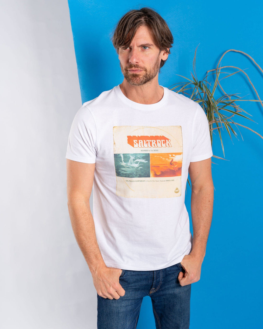 SALTROCK 'SOUNDS FOR THE SOUL' MENS T-SHIRT - WHITE