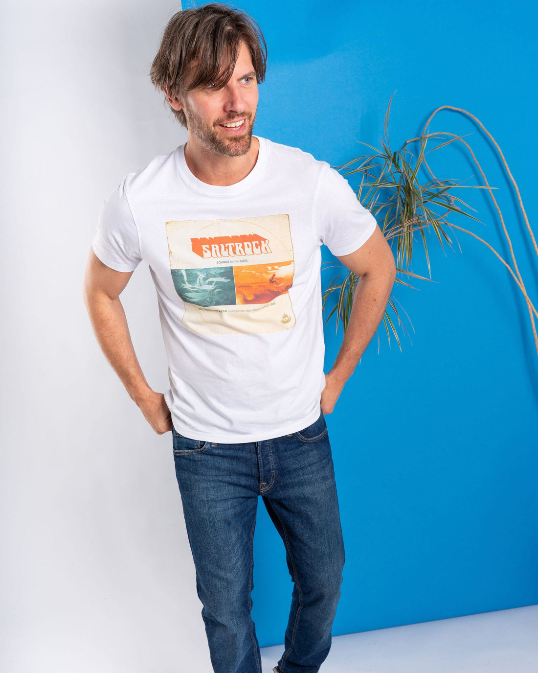 SALTROCK 'SOUNDS FOR THE SOUL' MENS T-SHIRT - WHITE