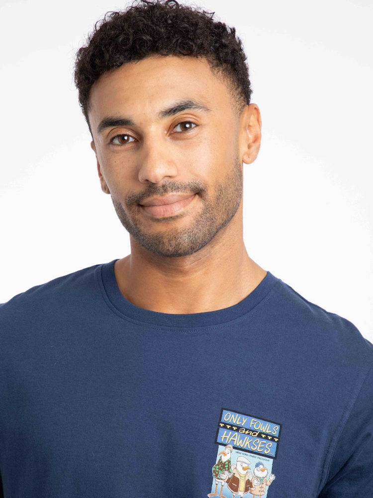 Weird Fish Only Fowls And Hawkses Back Print Artist T-Shirt Dark Blue