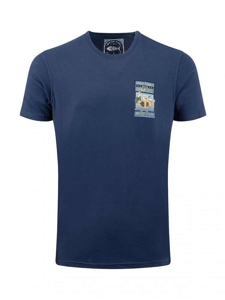 Weird Fish Only Fowls And Hawkses Back Print Artist T-Shirt Dark Blue