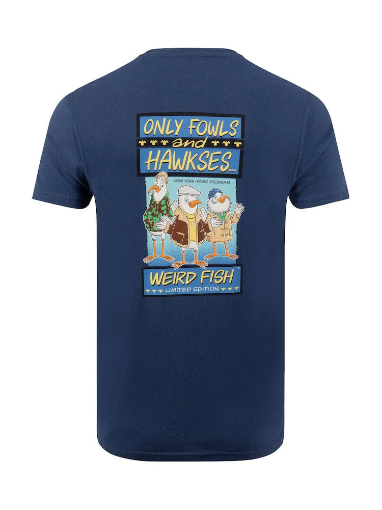 Weird Fish Only Fowls And Hawkses Back Print Artist T-Shirt Dark Blue