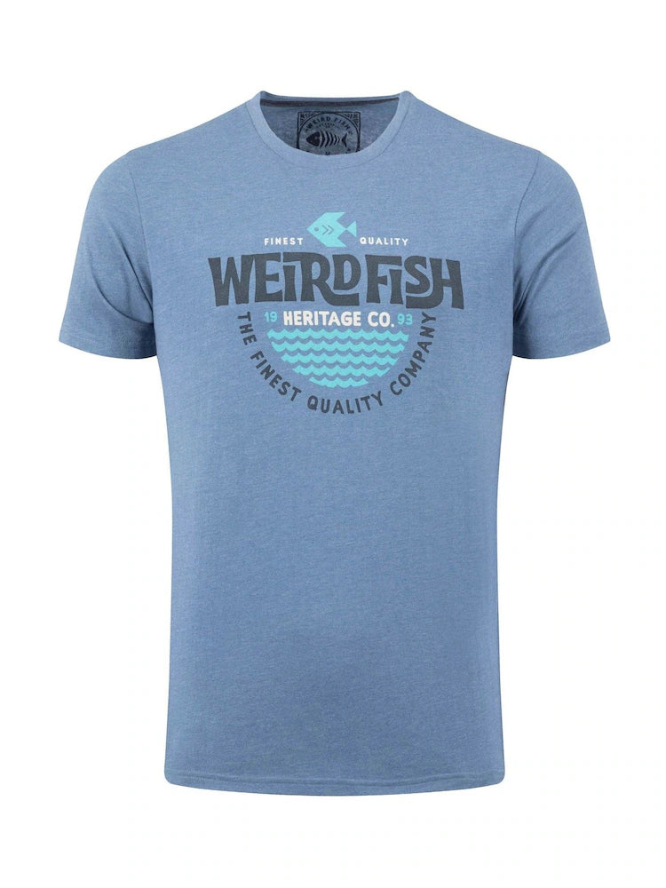 Weird Fish Heritage Surf Front Print Graphic T-Shirt Mid Blue