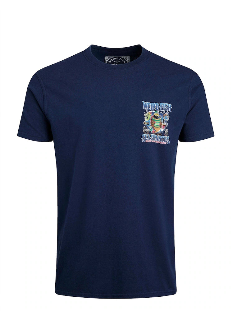 Weird Fish Sea Shanties Back Print Artist T-Shirt Dark Blue