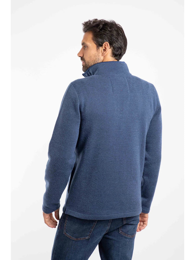 Weird Fish Stowe Recycled 1/4 Zip Soft Knit Fleece Blue Indigo
