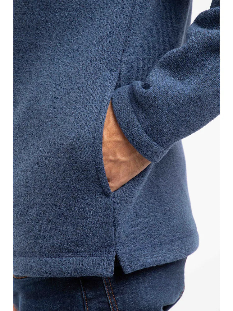 Weird Fish Stowe Recycled 1/4 Zip Soft Knit Fleece Blue Indigo