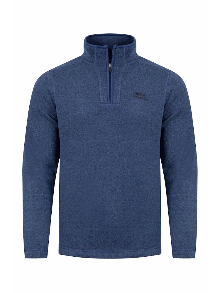 Weird Fish Stowe Recycled 1/4 Zip Soft Knit Fleece Blue Indigo