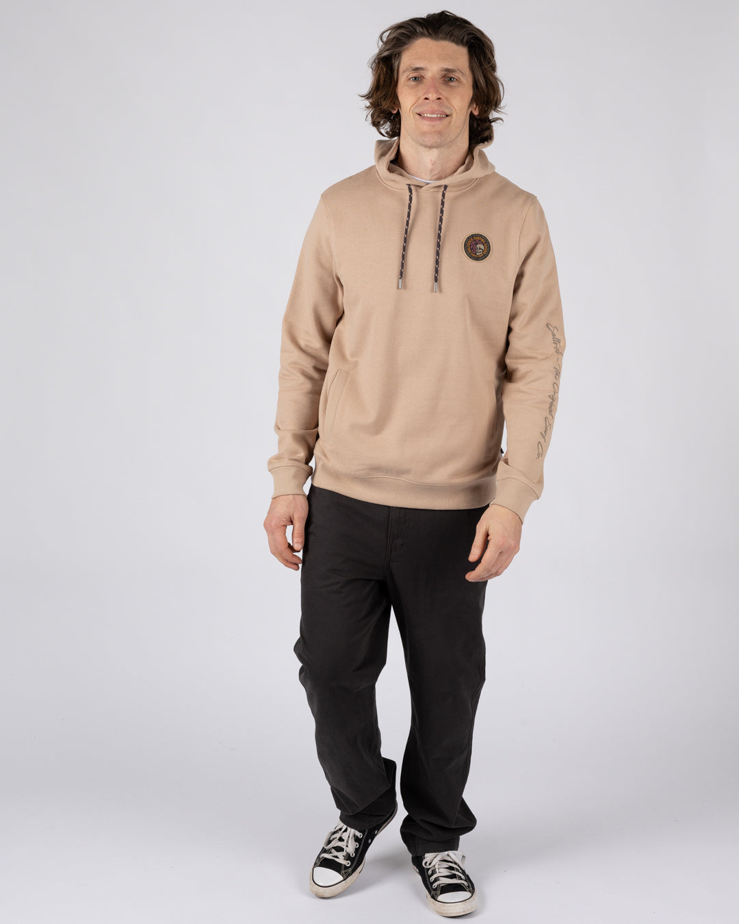 Saltrock Trail Slogan - Mens Pop Hoodie - Beige