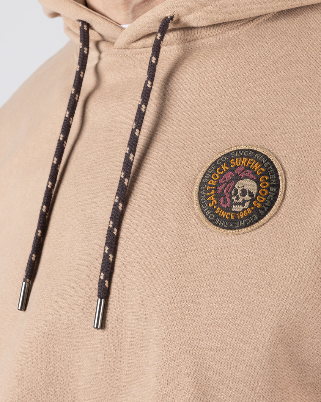 Saltrock Trail Slogan - Mens Pop Hoodie - Beige