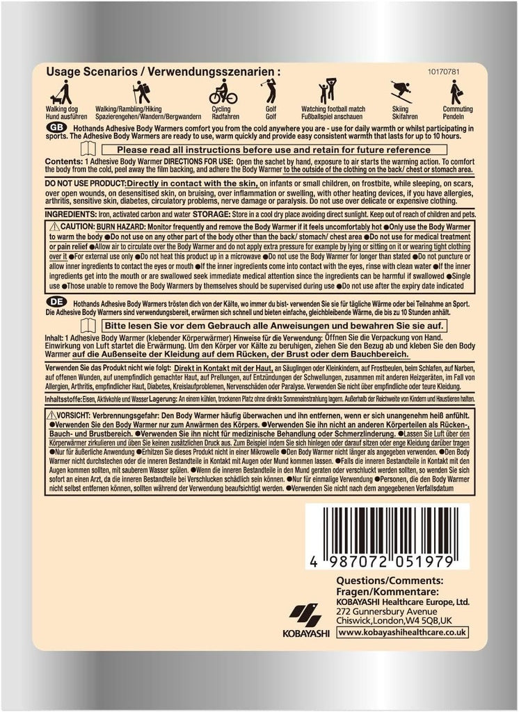 HOTHANDS ADHESIVE BODY WARMER