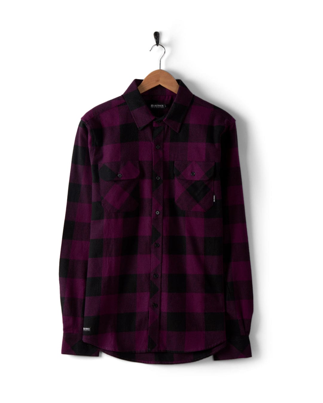 SALTROCK 'JAK' MENS FLANNEL SHIRT - BLACK/PURPLE