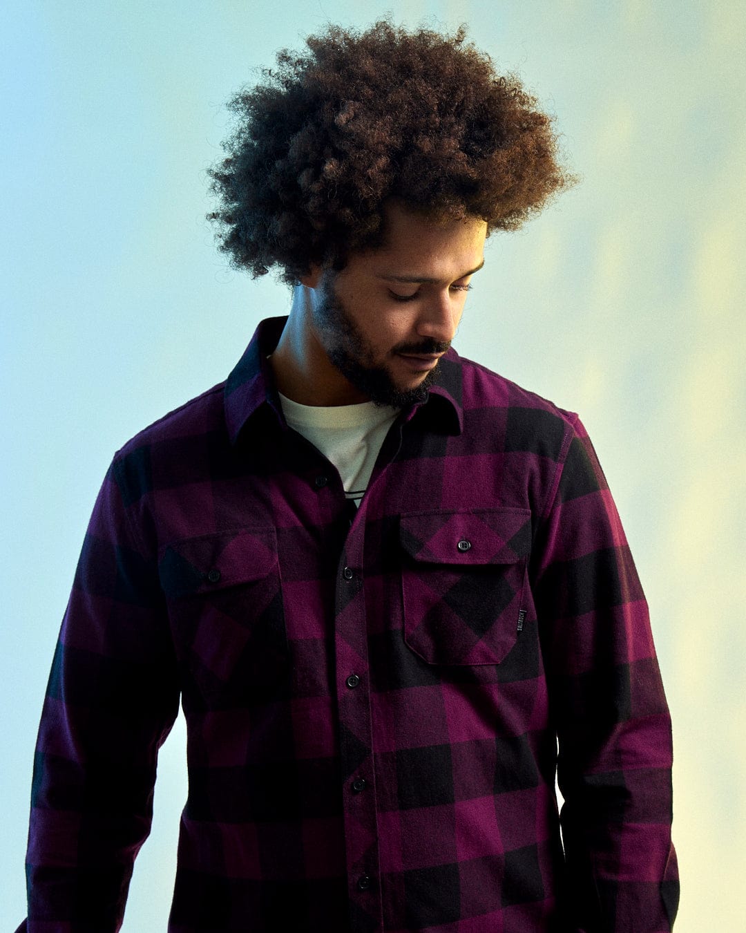 SALTROCK 'JAK' MENS FLANNEL SHIRT - BLACK/PURPLE