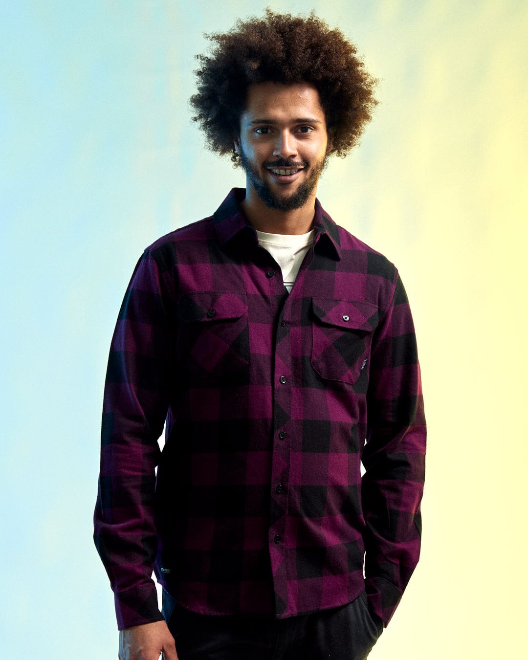 SALTROCK 'JAK' MENS FLANNEL SHIRT - BLACK/PURPLE
