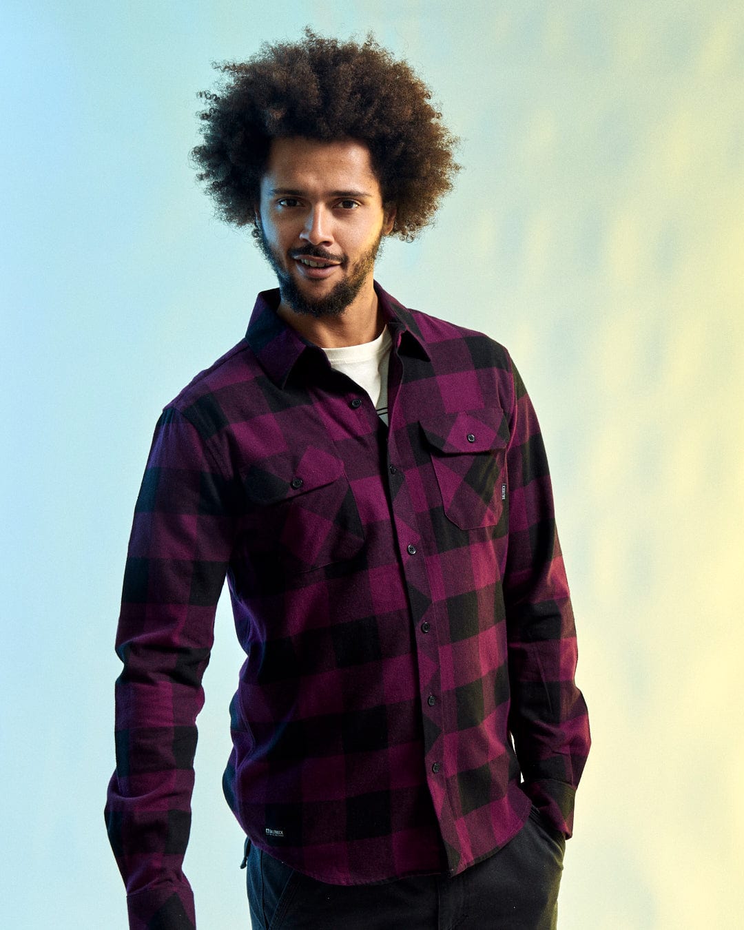 SALTROCK 'JAK' MENS FLANNEL SHIRT - BLACK/PURPLE