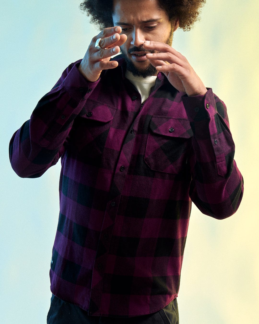 SALTROCK 'JAK' MENS FLANNEL SHIRT - BLACK/PURPLE