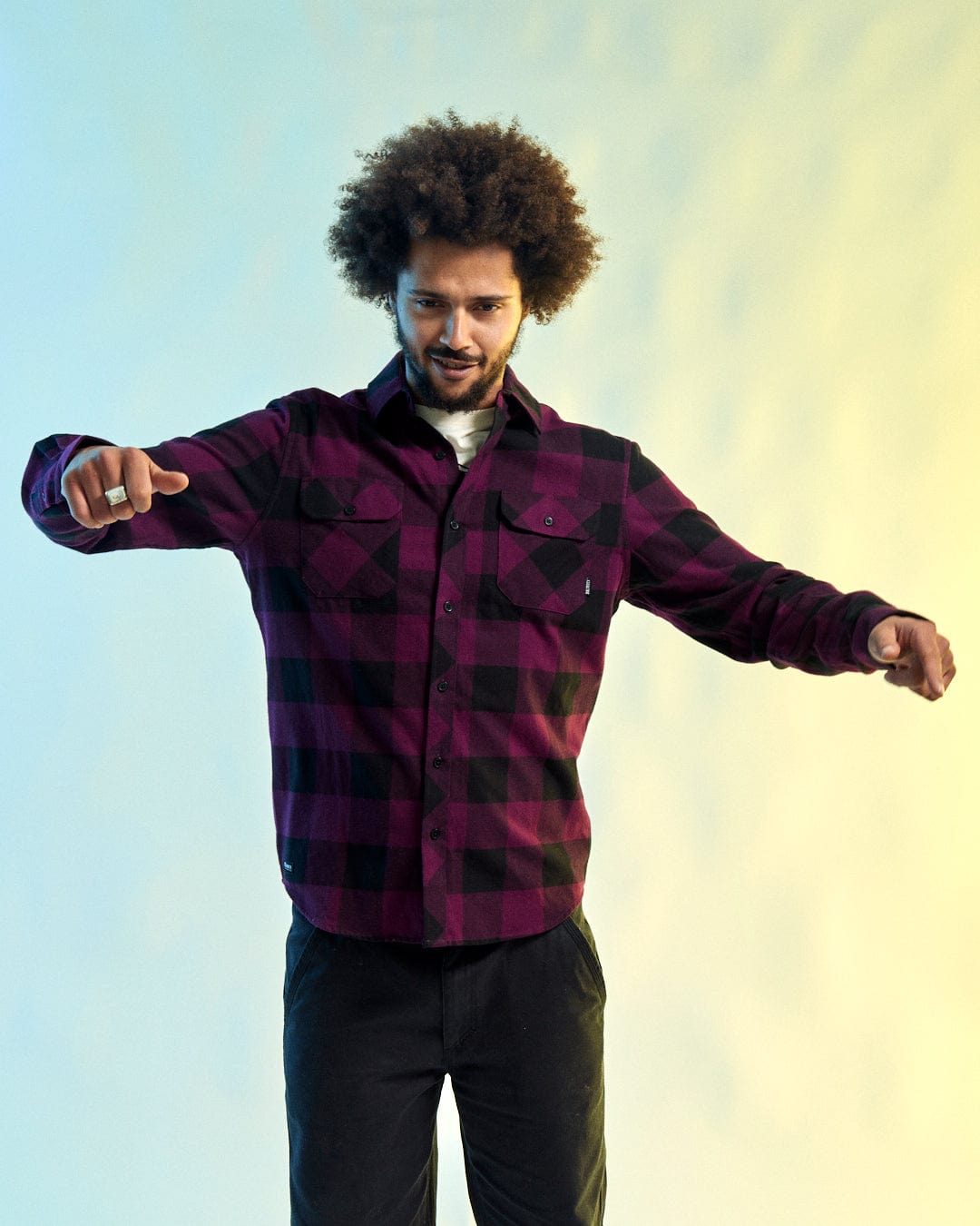 SALTROCK 'JAK' MENS FLANNEL SHIRT - BLACK/PURPLE