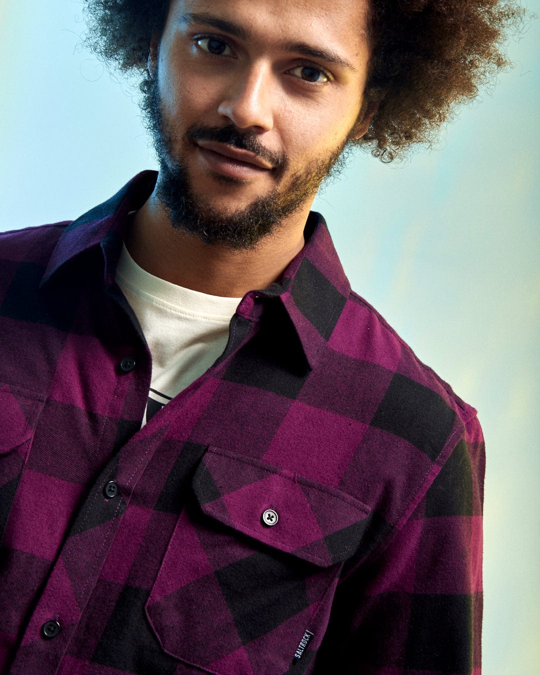 SALTROCK 'JAK' MENS FLANNEL SHIRT - BLACK/PURPLE