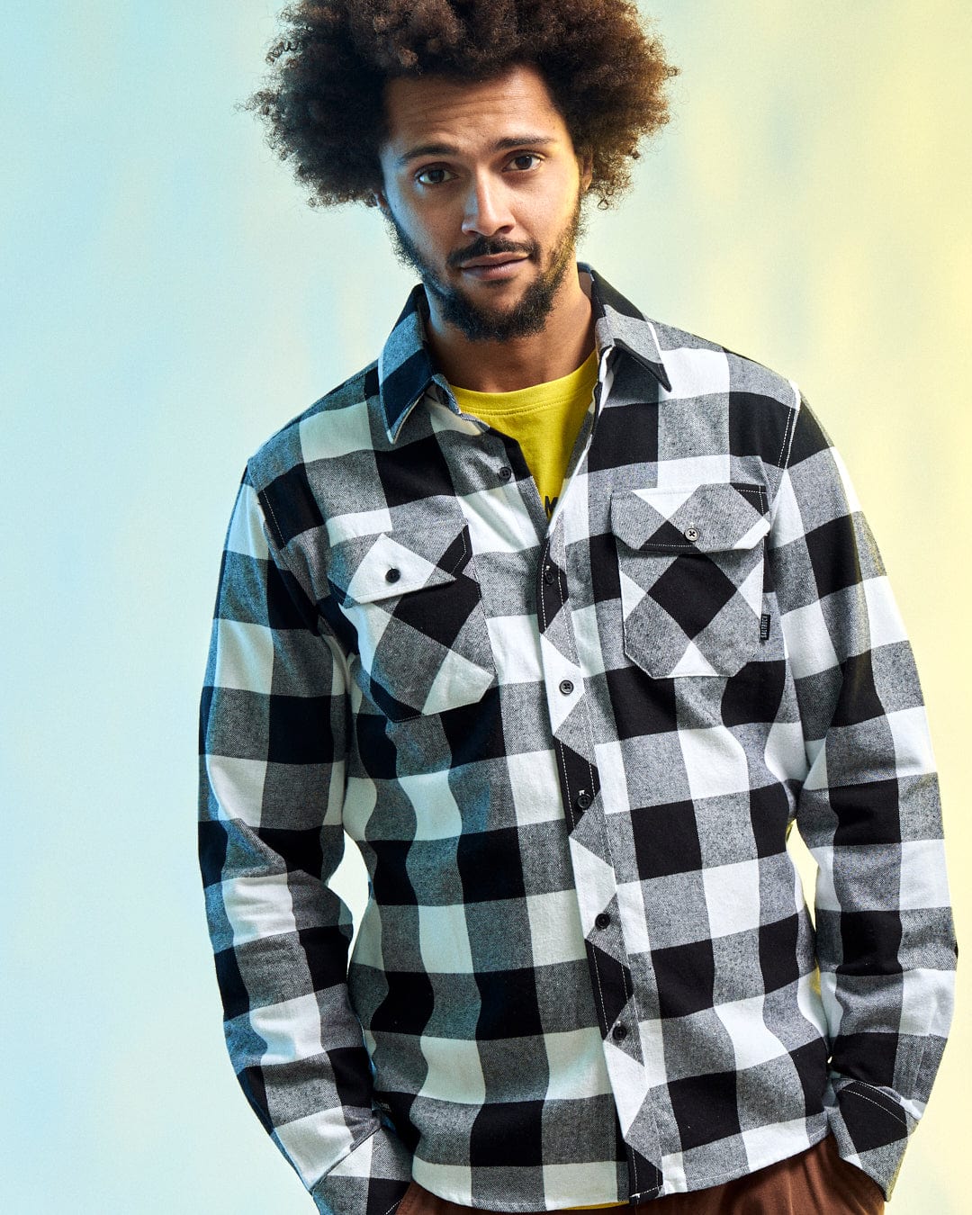 SALTROCK 'JAK' MENS FLANNEL SHIRT - BLACK/WHITE