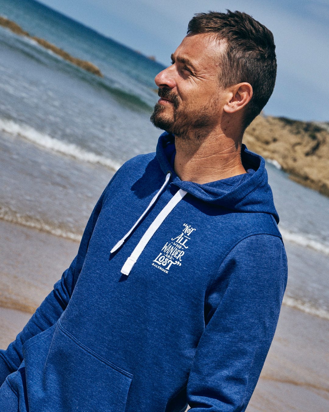 SALTROCK 'LOST SHIPS' MEN'S POP HOODIE - BLUE MARL