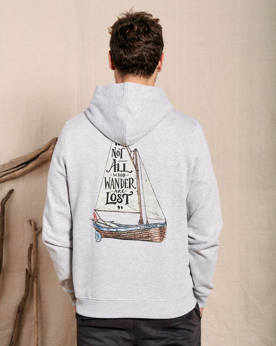 SALTROCK 'LOST SHIPS' MEN'S POP HOODIE - GREY