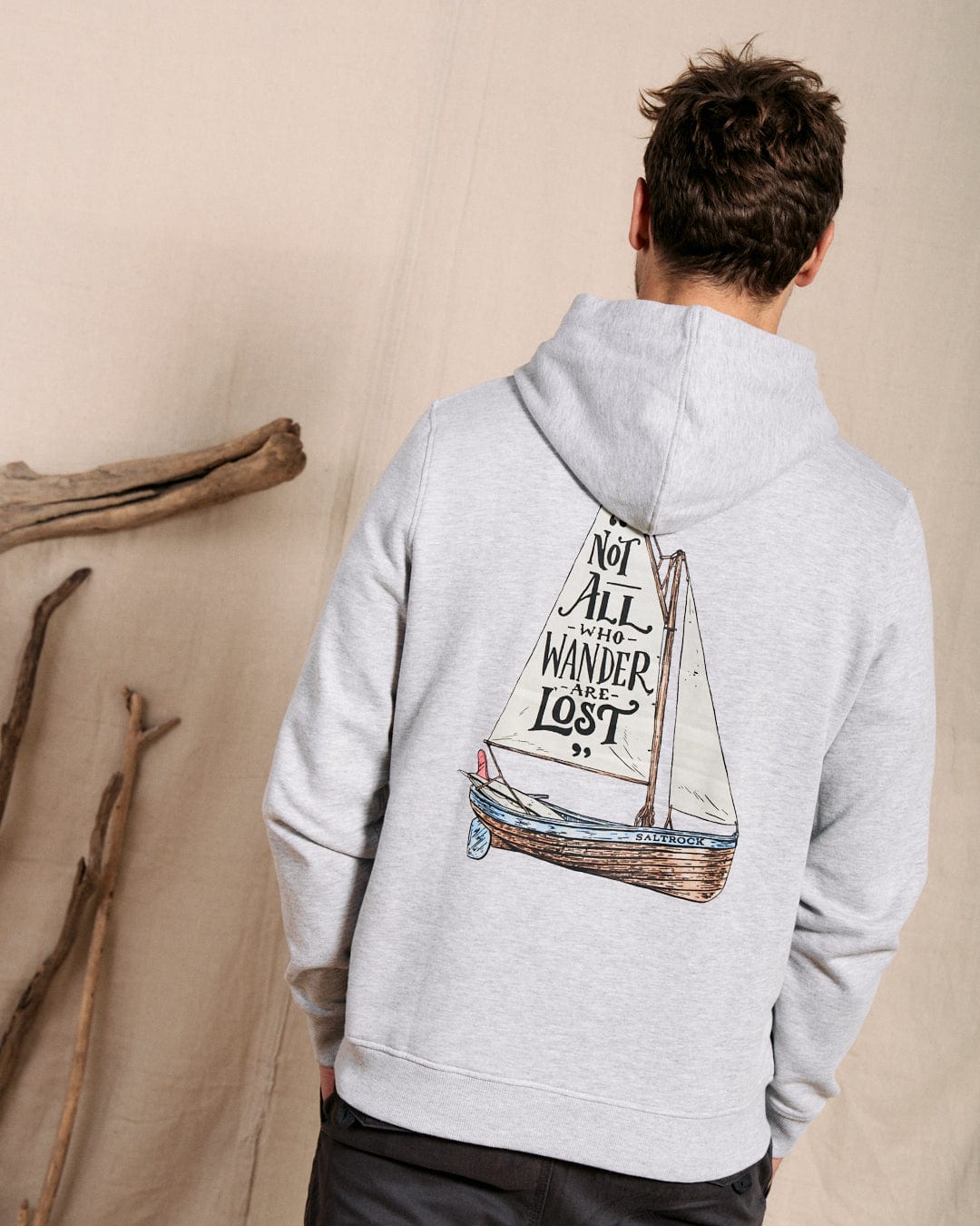 SALTROCK 'LOST SHIPS' MEN'S POP HOODIE - GREY