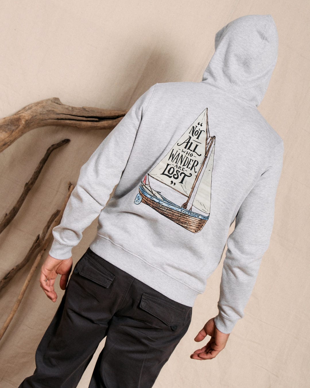 SALTROCK 'LOST SHIPS' MEN'S POP HOODIE - GREY