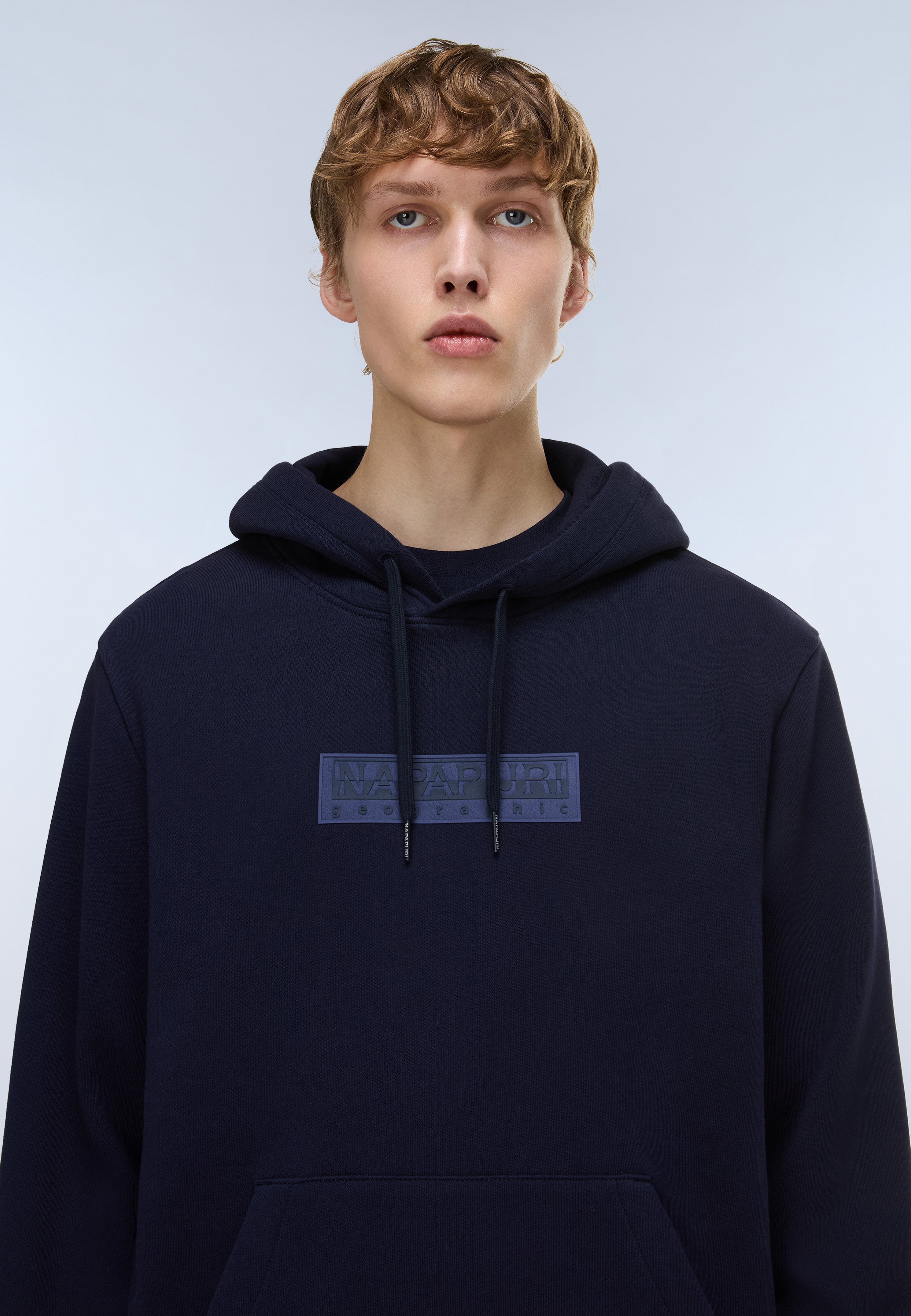 Napapijri Box Logo French Terry Hoodie - Dark Blue