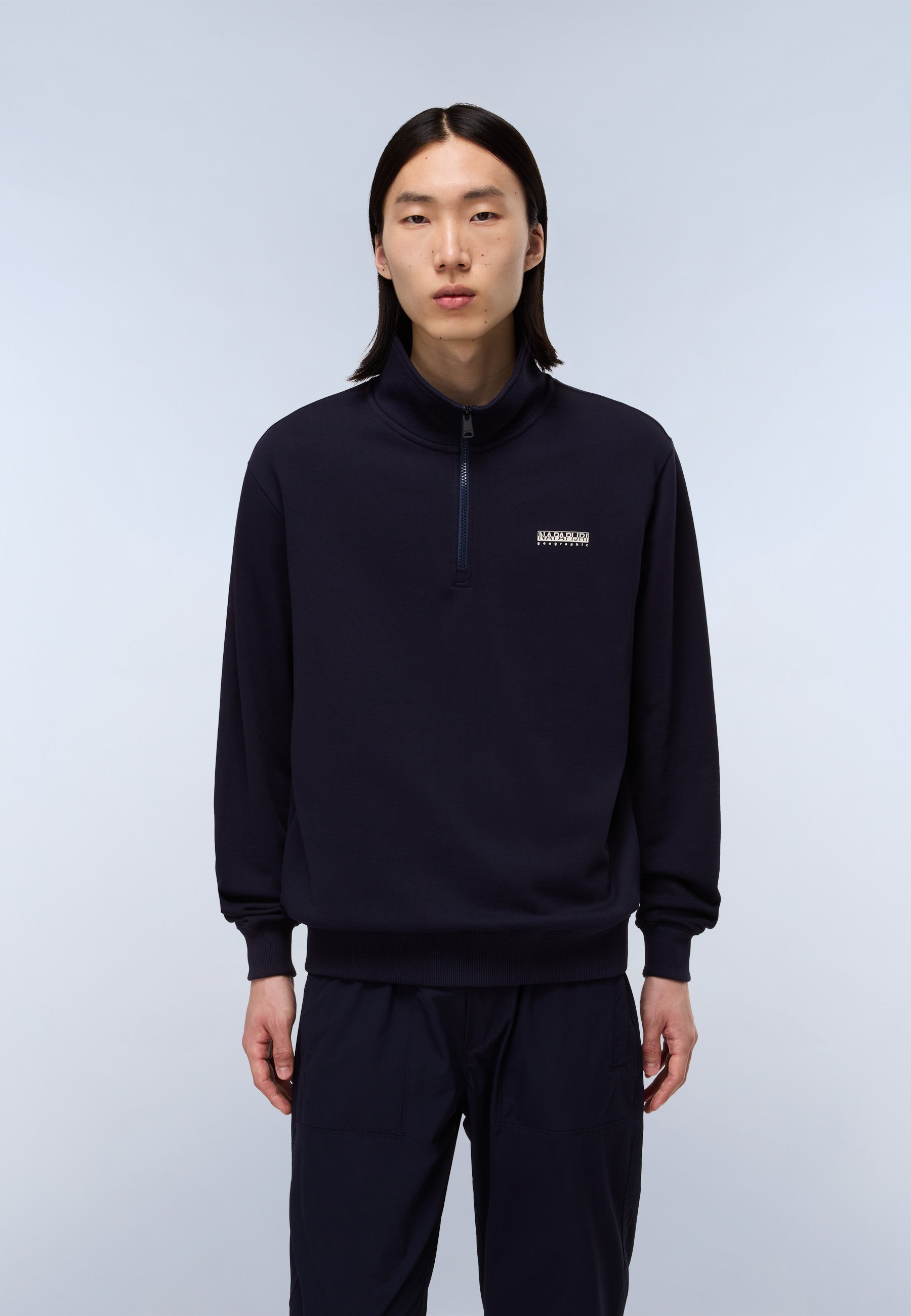 NAPAPIJRI SMALL BOX HALF-ZIP SWEATSHIRT - BLU MARINE
