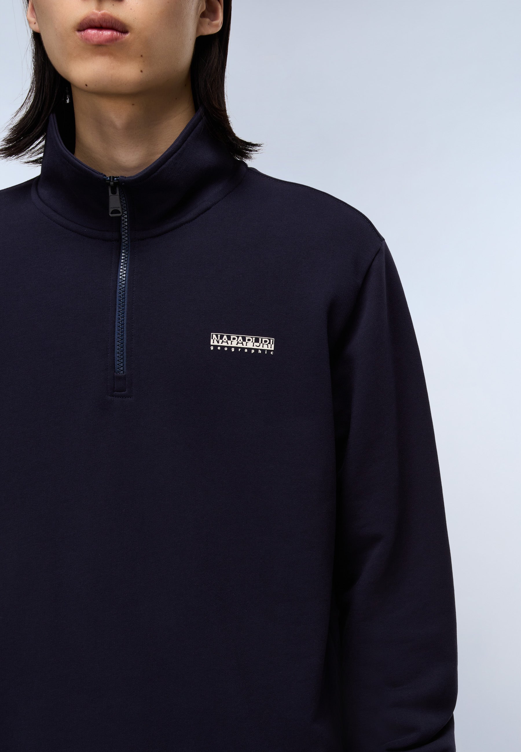 NAPAPIJRI SMALL BOX HALF-ZIP SWEATSHIRT - BLU MARINE