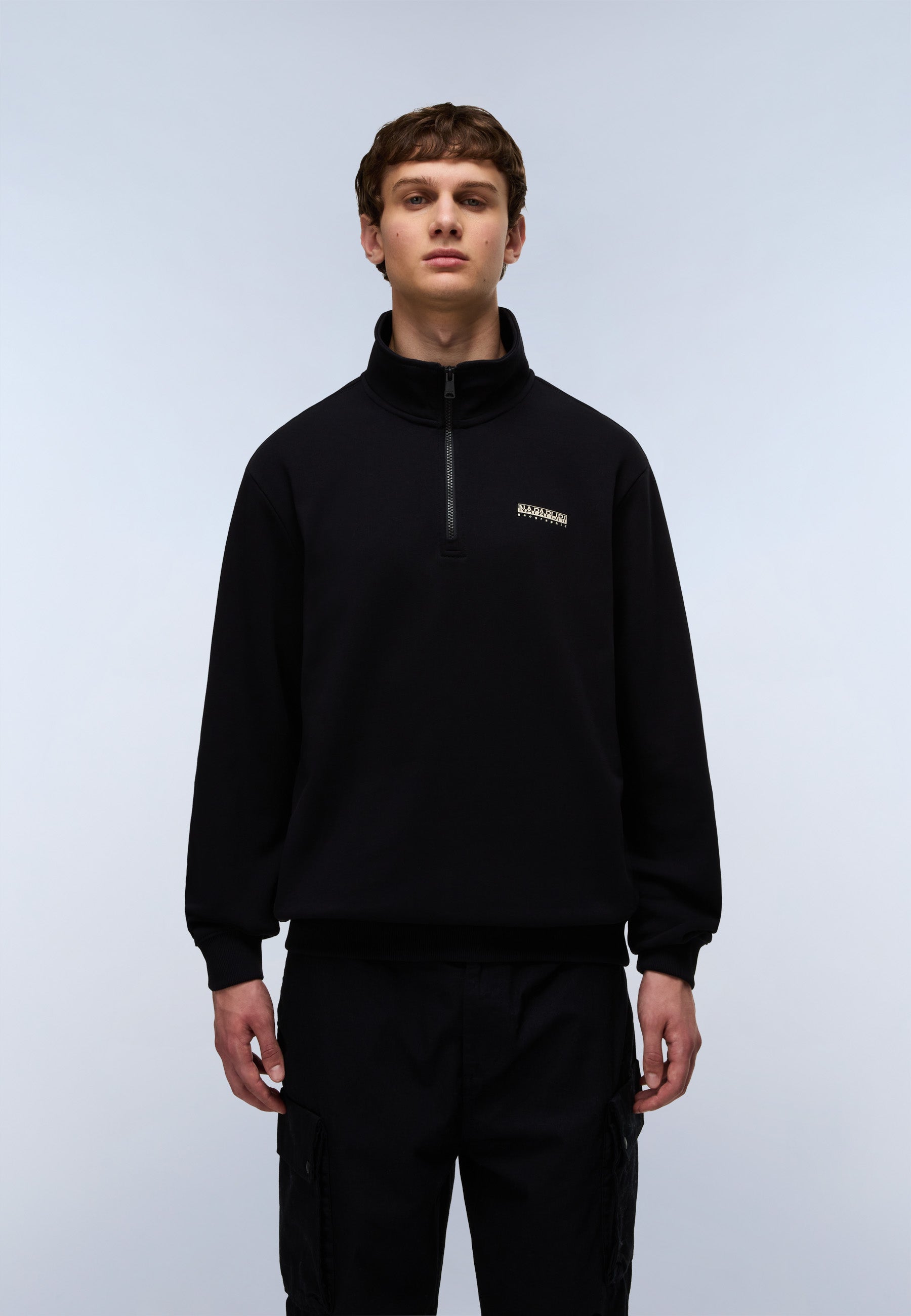 NAPAPIJRI SMALL BOX HALF-ZIP SWEATSHIRT - BLACK BEAUTY