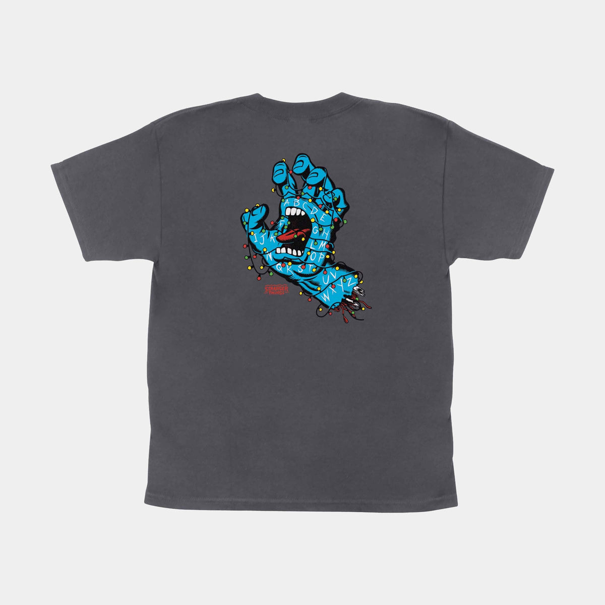 SANTA CRUZ YOUTH STRANGER THINGS SCREAMING LIGHTS T-SHIRT - CHARCOAL