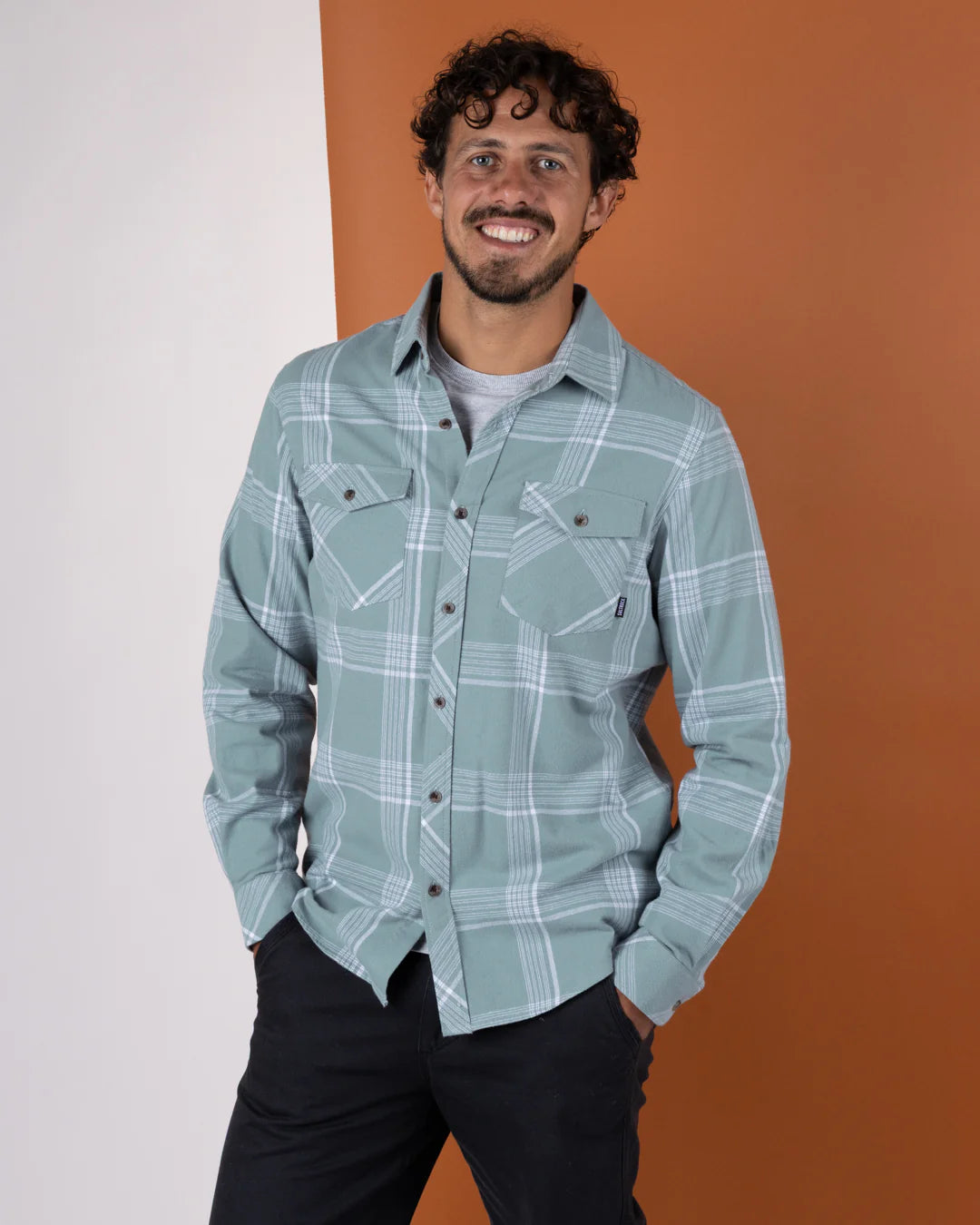 SALTROCK MILES MENS FLANNEL SHIRT - LIGHT BLUE