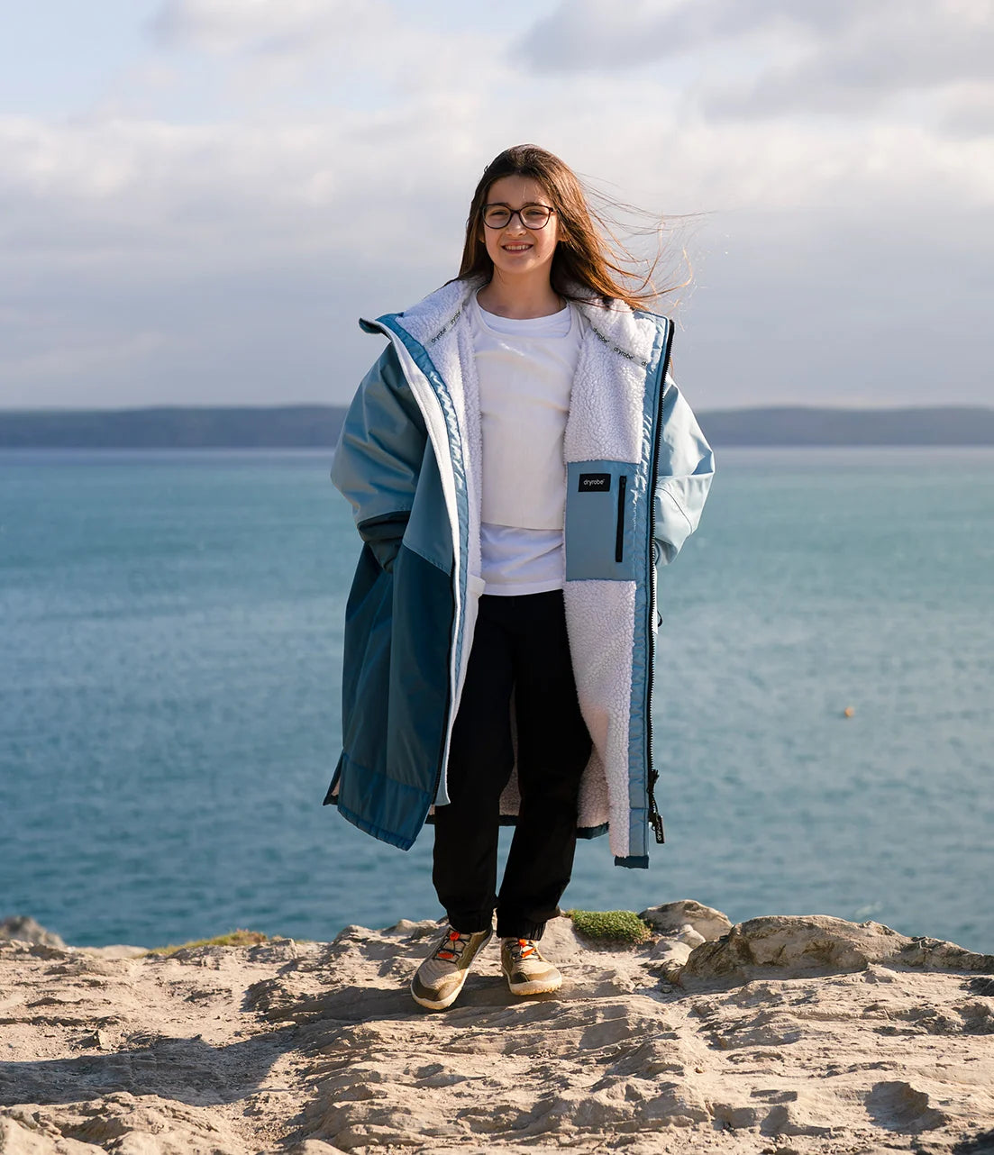 Dryrobe® Blue Light Grey Advance Kids Long Sleeve
