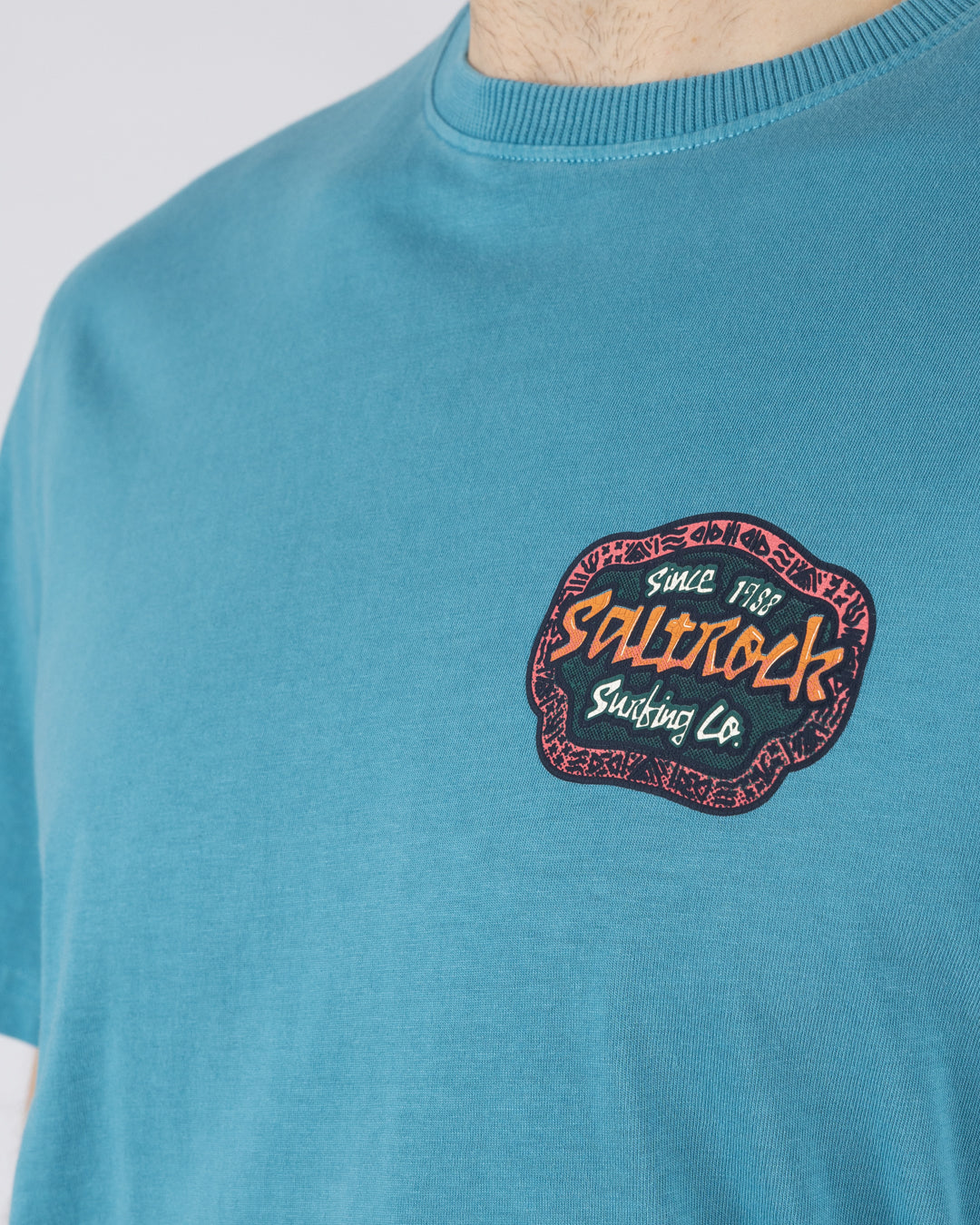 Saltrock Tribal Frame - Mens Short Sleeve T-Shirt - Bright Blue