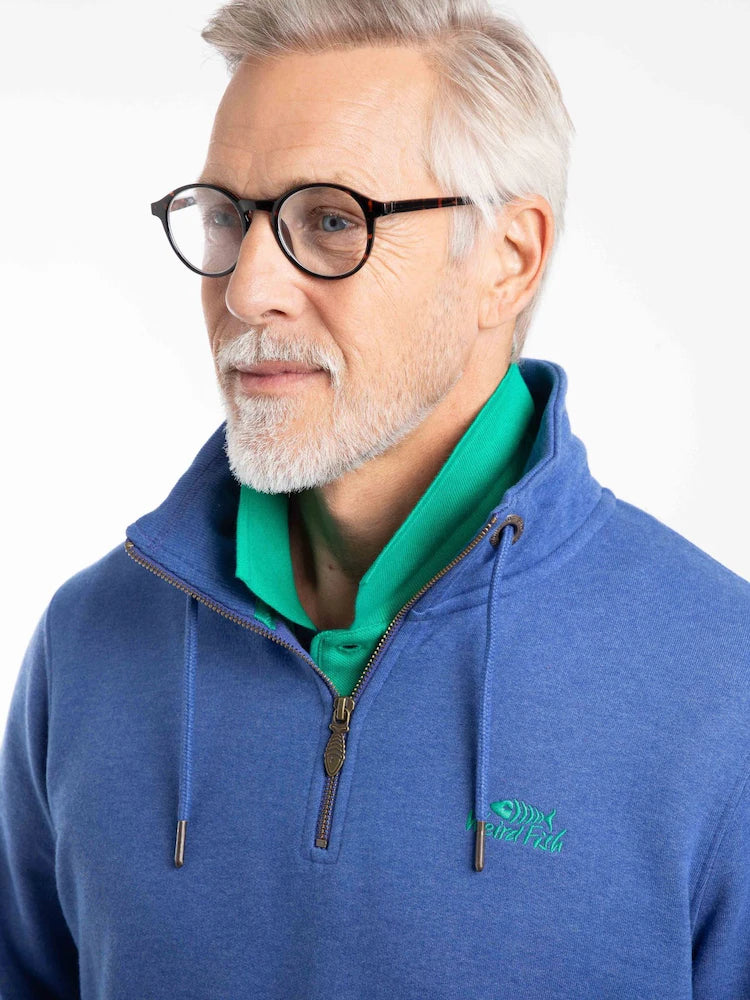 Weird Fish Brampton 1/4 Zip Sweatshirt - Blue