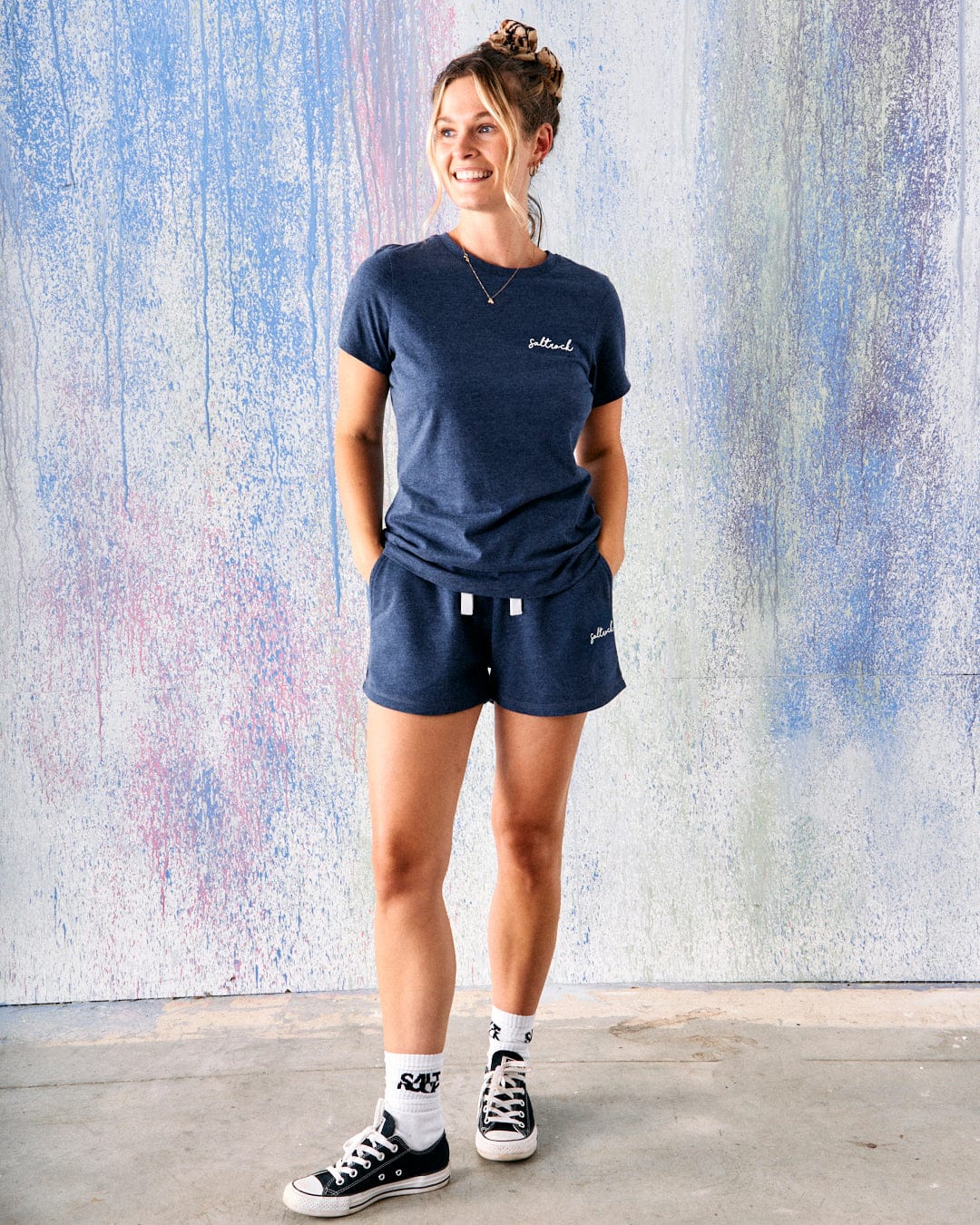 SALTROCK 'VELATOR' WOMENS SWEAT SHORT - BLUE MARL