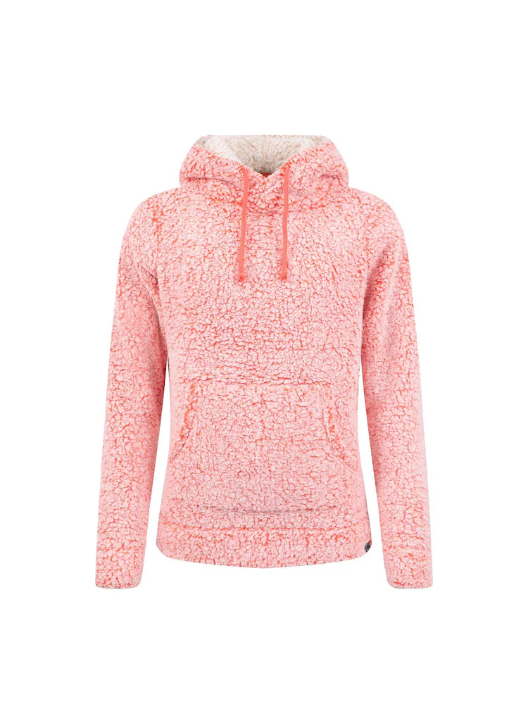 Weird Fish Yara Cosy Fleece Hoodie Hot Coral