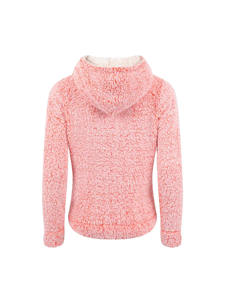 Weird Fish Yara Cosy Fleece Hoodie Hot Coral
