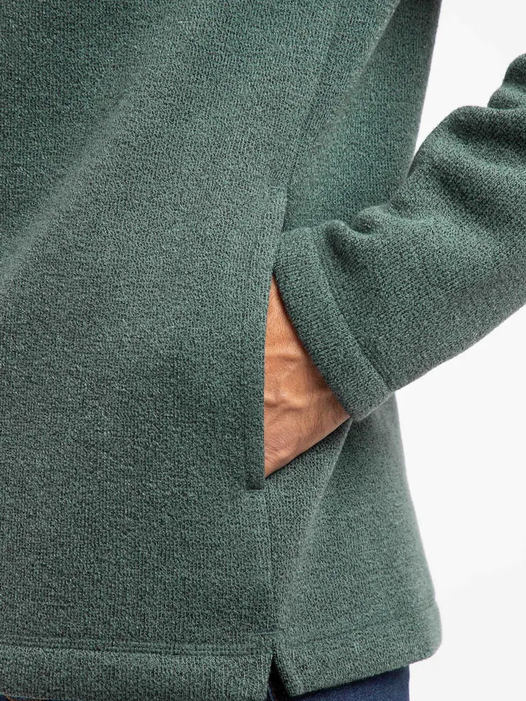 Weird Fish Stowe Recycled 1/4 Zip Soft Knit Fleece Ivy