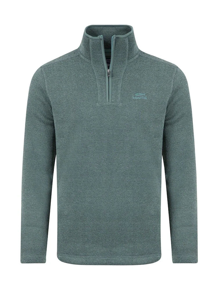 Weird Fish Stowe Recycled 1/4 Zip Soft Knit Fleece Ivy